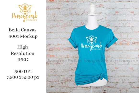 3001 Bella Canvas Aqua Mockup for T-Shirts & Graphics
