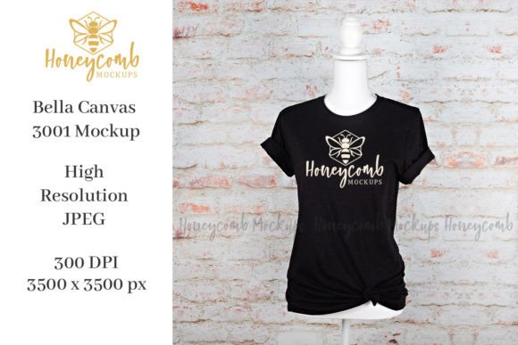 3001 Bella Canvas Heather Black Mockup: Graphics for T-Shirts