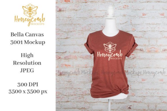3001 Bella Canvas Heather Clay Mockup for T-Shirts & Graphics