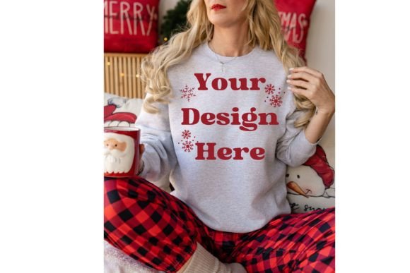 Ash Gildan 18000 Christmas Mockup Graphics for Hoodies Sweatshirts