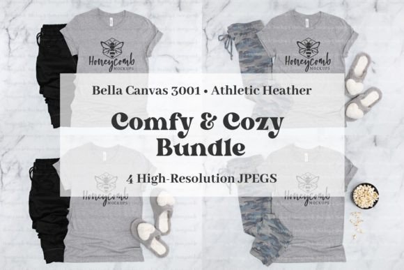 BC3001 Athletic Heather Mockup Bundle for T-Shirts & Graphics
