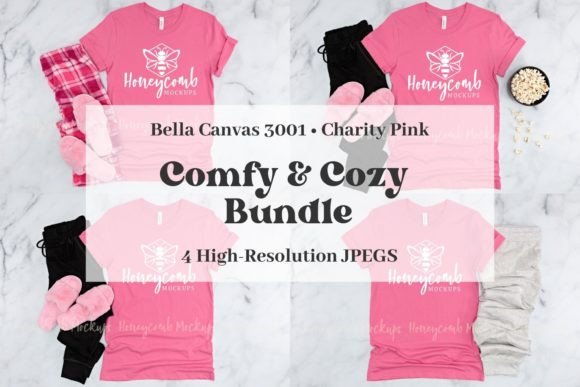 BC3001 Charity Pink Mockup Bundle: Graphics for T-Shirts