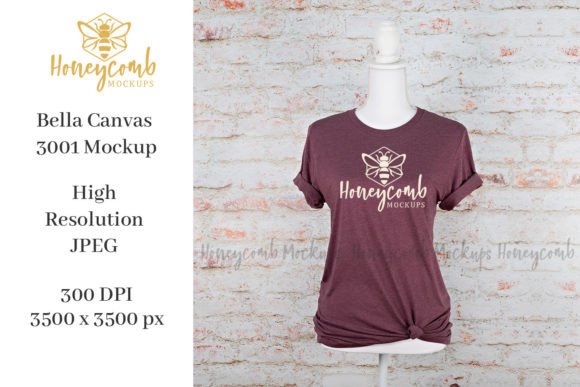 BC3001 Heather Maroon Mockup for Graphics