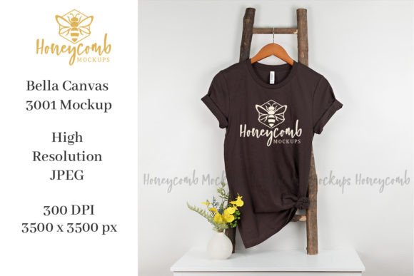 Bella Canvas 3001 Brown Mockup for T-Shirts & Graphics