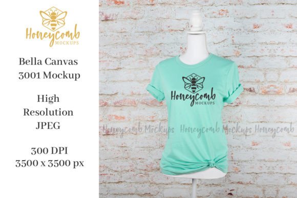 Bella Canvas 3001 Heather Mint Mockup: Graphics for T-Shirts