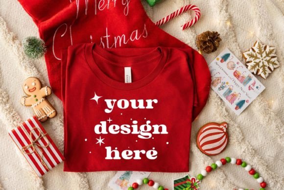 Bella Canvas 3001 Red Mockup: Graphics for T-Shirts