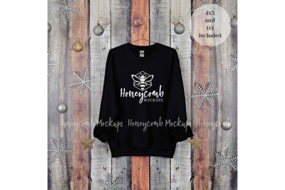 Christmas Black Gildan 18000 Mockup for Hoodies Sweatshirts Graphics
