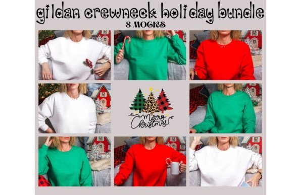 Christmas Gildan 18000 Mockup Bundle: Graphics for Hoodies Sweatshirts