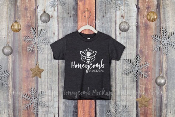 Christmas Heather Dark Grey 3001T Mockup for T-Shirts and Graphics