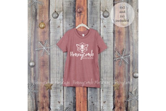 Christmas Heather Mauve 3001Y Mockup for T-Shirts and Graphics