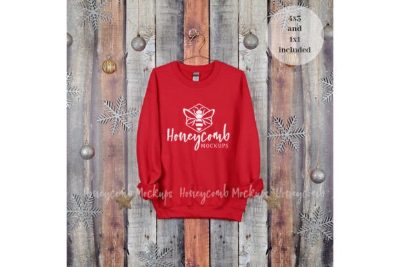 Christmas Red Gildan 18000 Mockup: Graphics for Hoodies Sweatshirts