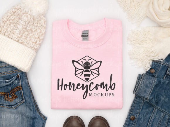 Gildan 18000 Pink Sweatshirt Mockup for Graphics & T-Shirts