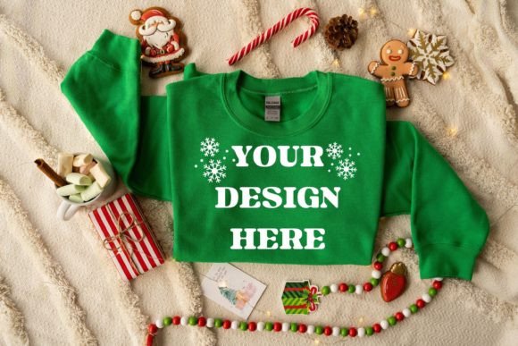 Irish Green Gildan 18000 Mockup Flat Lay Graphics