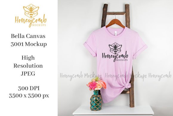 Lilac Bella Canvas 3001 Mockup for T-Shirts Graphics
