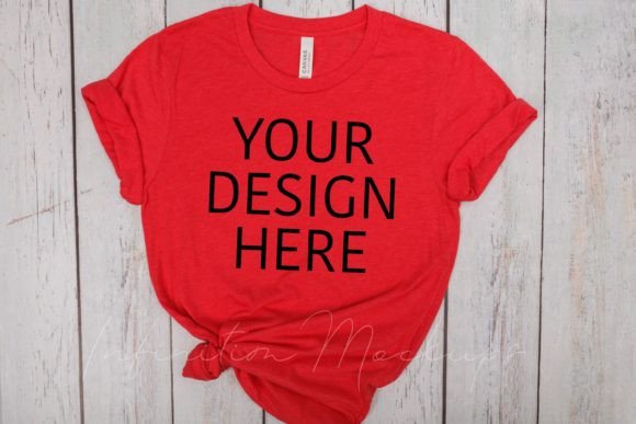 Valentines Bella Canvas 3001 Red Mockup Review
