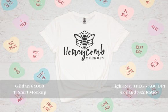 Valentines Gildan 64000 White Mockup for Graphics